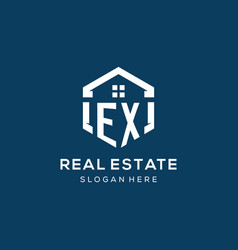 Letter Ex Logo For Real Estate With Hexagon Style