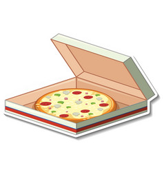 Pizza In Box Sticker On White Background