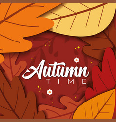 Colored Leaves With Shadow Autumn Time Paper Art