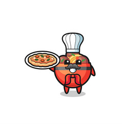 Meatball Bowl Character As Italian Chef Mascot