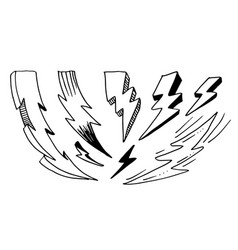 Set Of Hand Drawn Doodle Electric Lightning Bolt