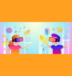 Children With Vr Headset Metaverse Concept