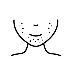 Human Face With Acne Line Icon Chin With Pimples