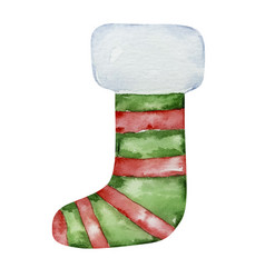 Watercolor Christmas And Green Stocking