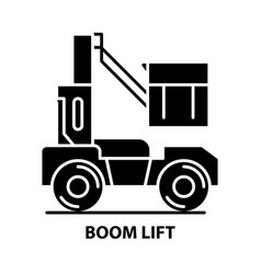 Boom Lift Icon Black Sign With Editable