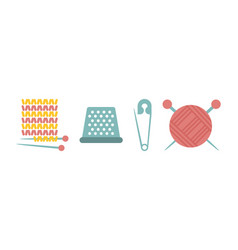 Sewing Tools And Object Flat Icon Set