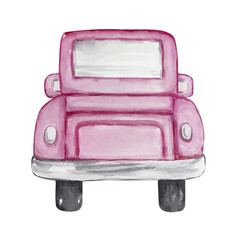 Watercolor Valentines Day Pink Truck