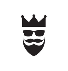 Cool Face Man With Beard And Crown Logo Design