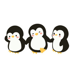 Family Penguins Holding Hands Cartoon