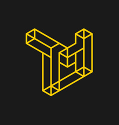 Initial Letter M Block Golden Creative Logo