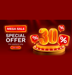 Mega Sale Special Offer Neon 30 Off Sale Banner