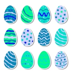 Set Of Twelve Easter Eggs Isolated On White