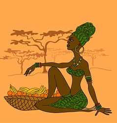 Beautiful African Girl With Fruit Basket