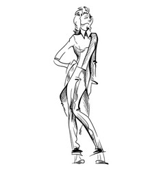 Hand Drawn Fashion Woman Lady Model Sketch