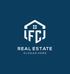 Letter Fc Logo For Real Estate With Hexagon Style