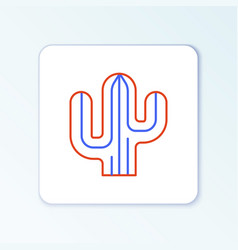 Line Cactus Icon Isolated On White Background