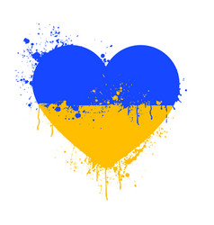 Ukraine Flag Heart Shape Paint Spatter