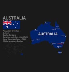 Highly Detailed Australia Map With Flag Capital