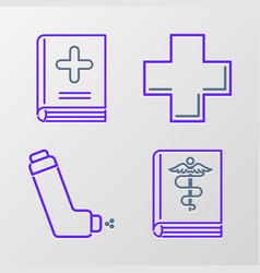 Set Line Medical Book Inhaler Cross Hospital