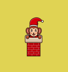 Cute Baby Monkey On House Chimney Santa Clause