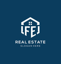 Letter Fe Logo For Real Estate With Hexagon Style