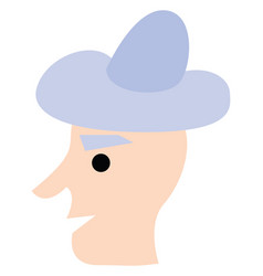 Man With Purple Hat On A White Background