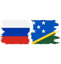 Solomon Islands And Russia Grunge Flags Connection