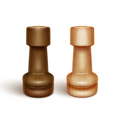 Two Rooks Realistic Chess Piece Made Of Wood