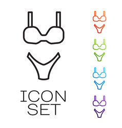 Black Line Summer Beach Swimsuit Icon Isolated