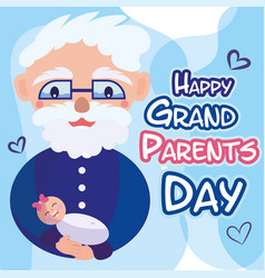 Blue Grandparents Day Poster With Cute Grandpa