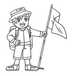 Camping Camper With Flag Isolated Coloring Page