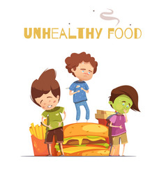 Junk Food Harmful Effects Cartoon Poster