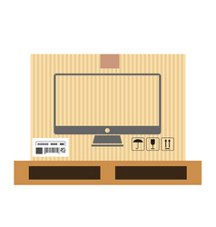 Mock Up Of Tv Set In Carton Box Moving