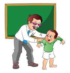 School Teacher Scolding Small Boy