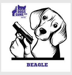 Beagle Dog With Gun - Gangster Head