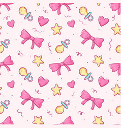 Seamless Girlish Doodle Pattern Baby Pacifier