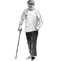 Sketch An Old Man On A Stroll