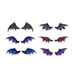 Dragon Devil Bat Wings Set Isolated Icon