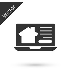 Grey Online Real Estate House On Laptop Icon