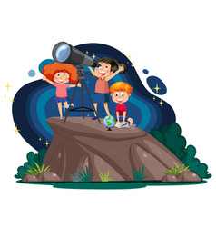 Kids Observing Planets With Telescope