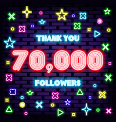 70000 Followers Thank You Badge In Neon Style