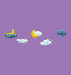 Cloud And Crescent Character As Weather And