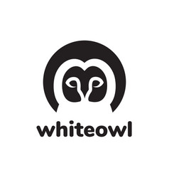 White Barn Owl Face Logo Design Graphic Symbol