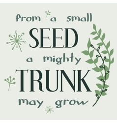 From A Small Seed Mighty Trunk May Grow