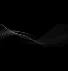 Grey Abstract Curved Wavy Lines On Black