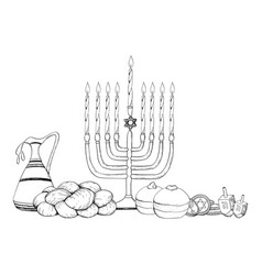 Jewish Hanukkah Symbols Graphic