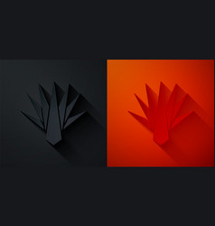 Paper Cut Agave Icon Isolated On Black And Red