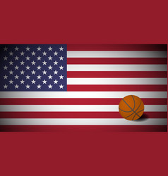 American Flag With Real Basketball Ball