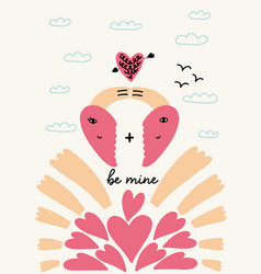 Valentines Day Postcard Be Mine Lettering Text