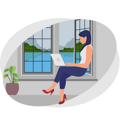 Female Employee Working From Home While Seating